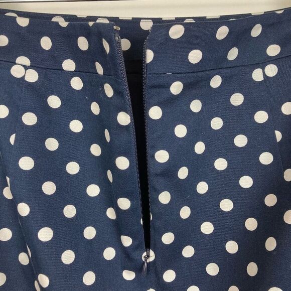 J. Crew No 2 Pencil Skirt Navy White Polka Dot Stretch Cotton sz 8 Preppy Office - Picture 5 of 11